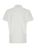 Fendi Men White Polo With Classic Collar And Metal Ff Plate On The Front For Men