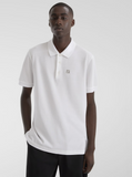 Fendi Men White Polo With Classic Collar And Metal Ff Plate On The Front For Men
