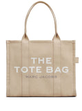 Marc Jacobs Women 'The Large Tote' Beige Shoulder Bag With Contrast Logo Print In Cotton Women