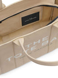 Marc Jacobs Women 'The Large Tote' Beige Shoulder Bag With Contrast Logo Print In Cotton Women