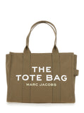 Marc Jacobs Women 'The Large Tote' Green Tote Bag With Contrast Logo Print In Cotton Women