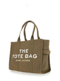 Marc Jacobs Women 'The Large Tote' Green Tote Bag With Contrast Logo Print In Cotton Women