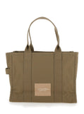 Marc Jacobs Women 'The Large Tote' Green Tote Bag With Contrast Logo Print In Cotton Women