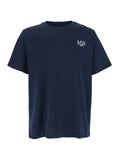 A.P.C. Men Blue Crew Neck T-Shirt With Embroidered Logo On Front In Cotton Man
