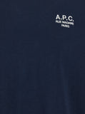 A.P.C. Men Blue Crew Neck T-Shirt With Embroidered Logo On Front In Cotton Man