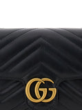 Gucci Women Mini Crossbody Bag 'Gg Marmont 2.0' With Double G In Black Chevron Leather For Women