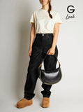 Isabel Marant Women Shoulder Bag 'Naoko' With Removable Strap And Logo Lettering Embossed On The Front In Black Leather For Women