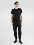 Dolce & Gabbana Men Black T-Shirt With Logo Tag Detail On The Front In Cotton Man