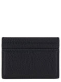 Gucci Men Black Card Holder With Logo Lettering Detail On The Front In Grained Leather For Men
