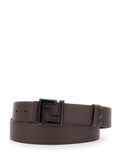 Fendi Men Belt With Ff Metallica Logo Plate And Brown Leather Front For Men