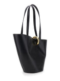 Jacquemus Women 'Le Bambola' Black Medium Shoulder Bag With Impressed Logo Lettering On The Front And Ring Closure On The Front In Leather For Women