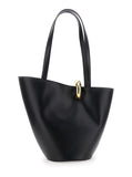 Jacquemus Women 'Le Bambola' Black Medium Shoulder Bag With Impressed Logo Lettering On The Front And Ring Closure On The Front In Leather For Women