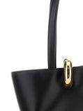 Jacquemus Women 'Le Bambola' Black Medium Shoulder Bag With Impressed Logo Lettering On The Front And Ring Closure On The Front In Leather For Women