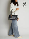Stella Mccartney Women Medium 'Ryder' Handbag With Lock Detail On Front In Ecoleather Black For Women