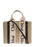 Chloé Women Tote Bag 'Woody' With Leather And Linen Strap In Beige For Women