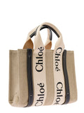 Chloé Women Tote Bag 'Woody' With Leather And Linen Strap In Beige For Women
