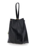 Chloé Women Shoulder Bag 'Spin' With Logoed Metal Medals In Black Grained Leather For Women
