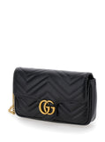Gucci Women Mini Crossbody Bag 'Gg Marmont 2.0' With Double G In Black Chevron Leather For Women