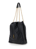 Saint Laurent Women Crossbody Bag 'Jamie' With Two Top Handles With Chain And Cassandre Plate On The Front In Black Leather For Women