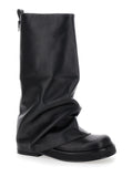 The Attico Women Boots 'Robin' With Square Toe And Logo Plate On The Back In Black Leather For Women