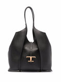 Tod's Women Tote Bag With T Timeless Pendant In Black Leather For Women