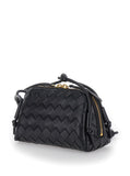 Bottega Veneta Women Crossbody Bag 'Concert' With Intreccio Motif In Black Leather For Women
