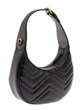 Gucci Women Shoulder Bag 'Gg Marmont' In Black Chevron Leather For Women