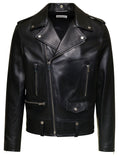 Saint Laurent Men Motorc Classique Jac - Black Leather Biker Jacket For Men