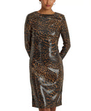 Lauren Ralph Lauren Ocelot-Print Sequined Cocktail Dress