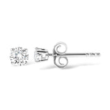 .925 Sterling Silver 1/2 Cttw Round Brilliant-Cut Lab Grown Diamond Classic 4-Prong Stud Earrings (F-G Color, VS1-VS2 Clarity)