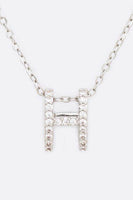 CZ H Logo Letter Pendant Necklace