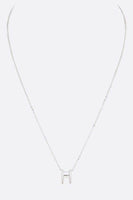 CZ H Logo Letter Pendant Necklace