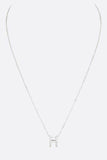 CZ H Logo Letter Pendant Necklace
