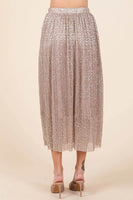 Mittoshop Metallic Glitter Speckle Print Elastic Midi Skirt