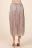 Mittoshop Metallic Glitter Speckle Print Elastic Midi Skirt
