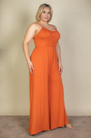 Button Front Wide Leg Jumpsuit