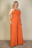 Button Front Wide Leg Jumpsuit