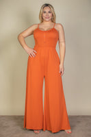 Button Front Wide Leg Jumpsuit