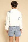 Embroidered bow denim jacket