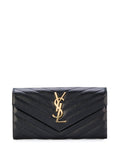 Saint Laurent Women Cassandre Matelassé Large Flap Wallet In Grain De Poudre Leather