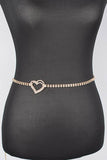 Dainty Rhinestone Heart Charm Chain Belt