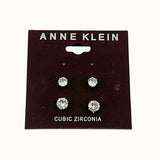Anne Klein Silver-Tone Glass Stone Stud Earring Set