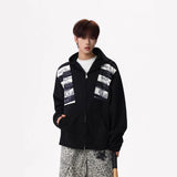 Letter-print Sporty Cardigan Hoodie For Men