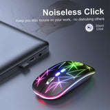Wireless Bluetooth Mouse Dual-mode Luminous Charging Game Office 5-key Metal Roller