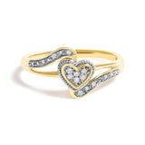 10K Yellow Gold Diamond Accent Filigree Heart Promise Ring (I-J Color, I3 Clarity)- Size 7