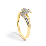 10K Yellow Gold Diamond Accent Filigree Heart Promise Ring (I-J Color, I3 Clarity)- Size 7