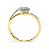 10K Yellow Gold Diamond Accent Filigree Heart Promise Ring (I-J Color, I3 Clarity)- Size 7