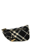Burberry Women Embroidered Fabric Medium Shield Crossbody Bag