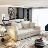 102.4 'Plush Corduroy 4-Seat Sofa,Modern Comfy Upholstered Sofa Cloud Couch,Deep Seat Couches with Soft Pillows and Movable Ottoman,Convertible Sofa Lounge Chair,for Living Room,Apartment,Office,Beige