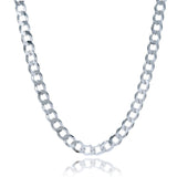 Rhodium Plated 7.9mm Sterling Silver Curb Style Chain